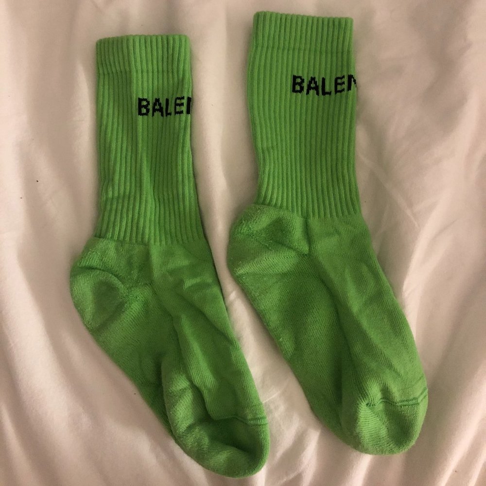 Balenciaga Green Logo Tennis Socks